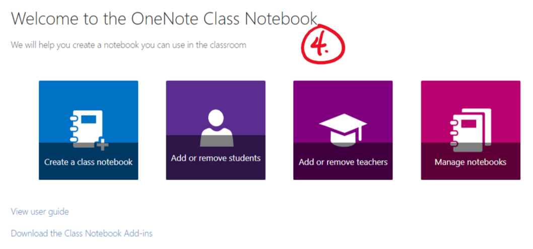 Welcome to the OneNote Class Notebook We will help you create a raebook pu can use in the classrcom View user guide Do,vnload the Class Notebook Add-ins